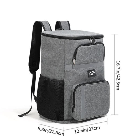 NNEDSZ Insulated Cooler Backpack - Portable Outdoor Picnic and Beverage Bag with Bottle Opener (Gray)-0