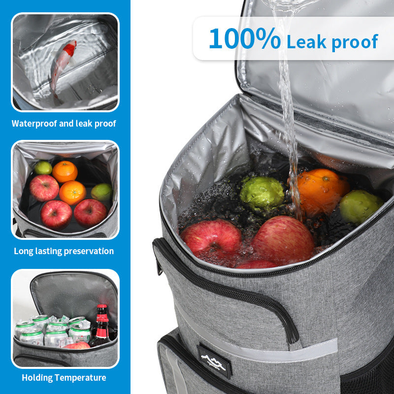 NNEDSZ Insulated Cooler Backpack - Portable Outdoor Picnic and Beverage Bag with Bottle Opener (Gray)-2