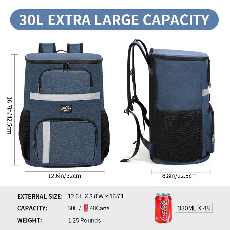 NNEDSZ Insulated Cooler Backpack - Portable Outdoor Picnic and Beverage Bag with Bottle Opener (Gray)-3