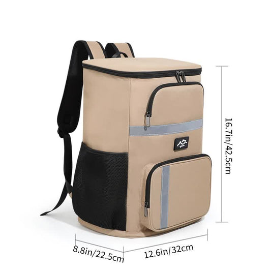 NNEDSZ Insulated Cooler Backpack - Portable Outdoor Picnic and Beverage Bag with Bottle Opener (Khaki)-0