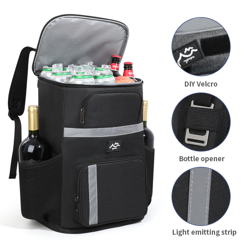 NNEDSZ Insulated Cooler Backpack - Portable Outdoor Picnic and Beverage Bag with Bottle Opener (Khaki)-1