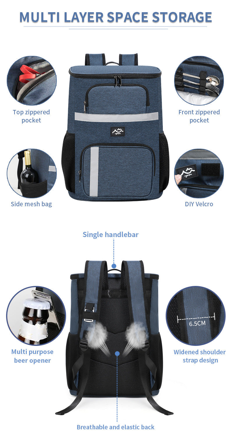 NNEDSZ Insulated Cooler Backpack - Portable Outdoor Picnic and Beverage Bag with Bottle Opener (Khaki)-4